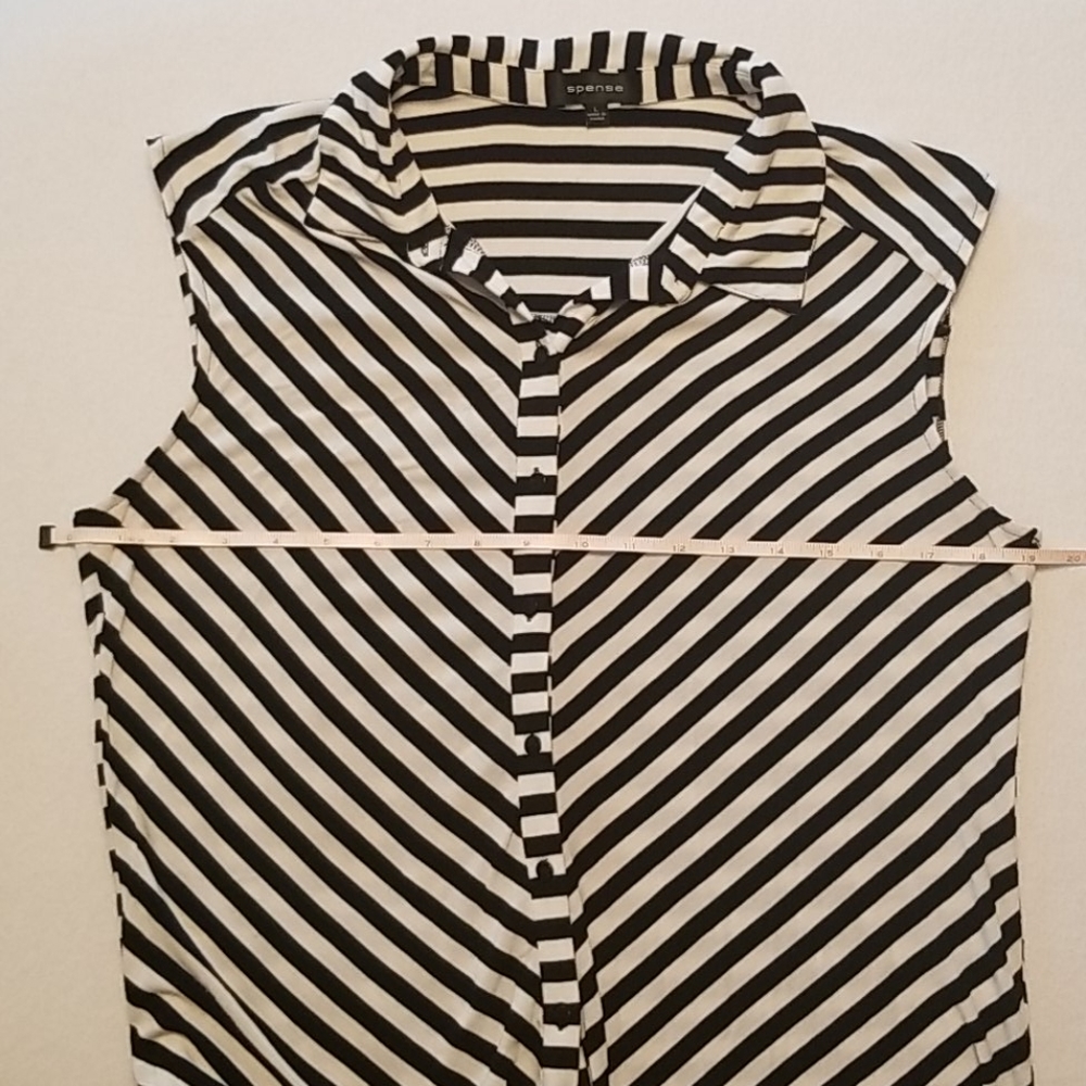 Black & White Striped Shirt EUC - Picture 5 of 7
